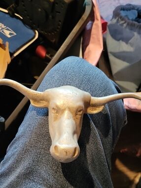 Longhorn Bull Head - Metallic Silver Hood Ornament